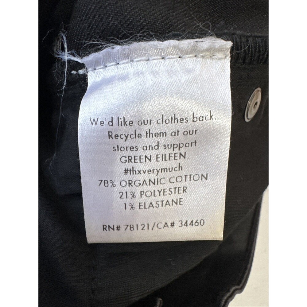 Eileen Fisher Women Sz 6 Black Coated Waxed Organic Cotton Skinny Jean Stretch - Picture 9 of 16